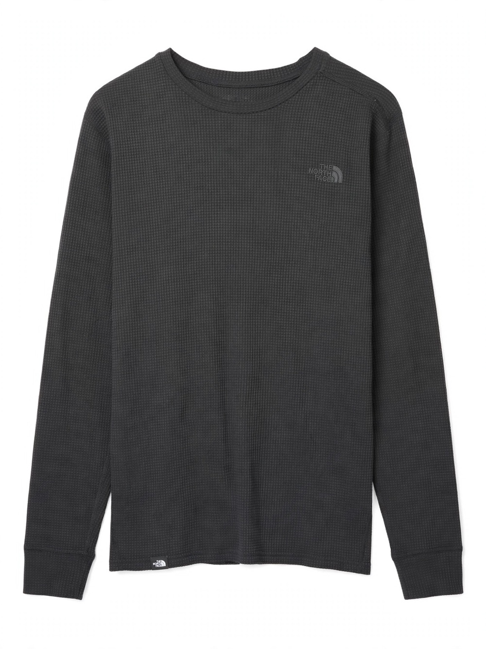 The North Face Black Waffle Knit Long Sleeve Crew Mens L - Texture Cap Roc